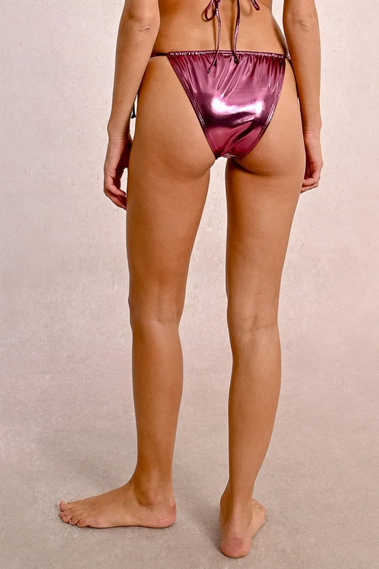 Bas de maillot de bain réglable, effet métallisé