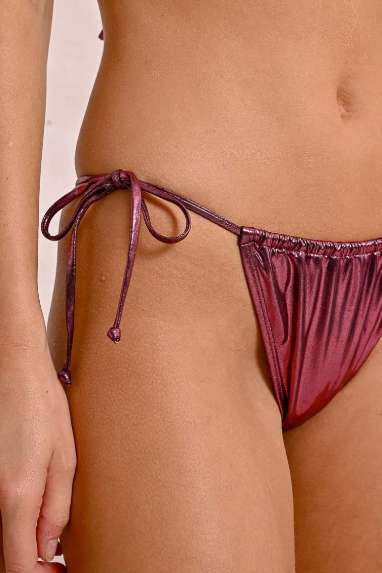 Bas de maillot de bain réglable, effet métallisé