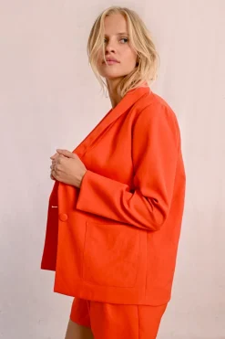 Blazer droit à poches plaquées