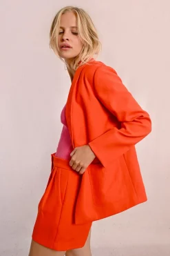 Blazer droit à poches plaquées