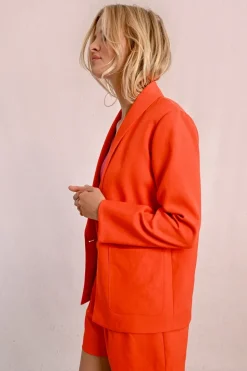 Blazer droit à poches plaquées