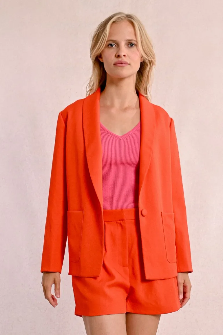 Blazer droit à poches plaquées