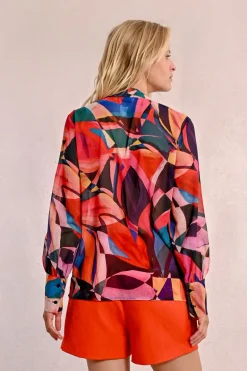Blouse à col lavalière, à imprimé et en semi-transparence