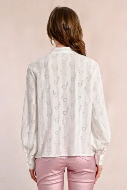 Blouse à col lavalière à motifs c艙urs