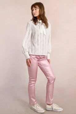 Blouse à col lavalière à motifs c艙urs