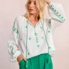 Blouse en popeline brodé