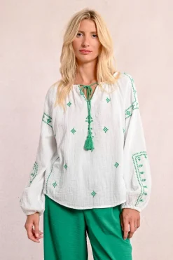 Blouse en popeline brodé