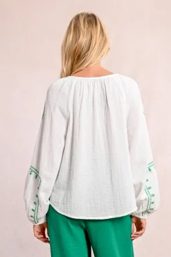 Blouse en popeline brodé