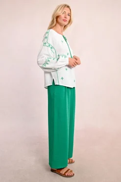 Blouse en popeline brodé