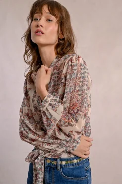 Blouse imprimée et en semi-transparence