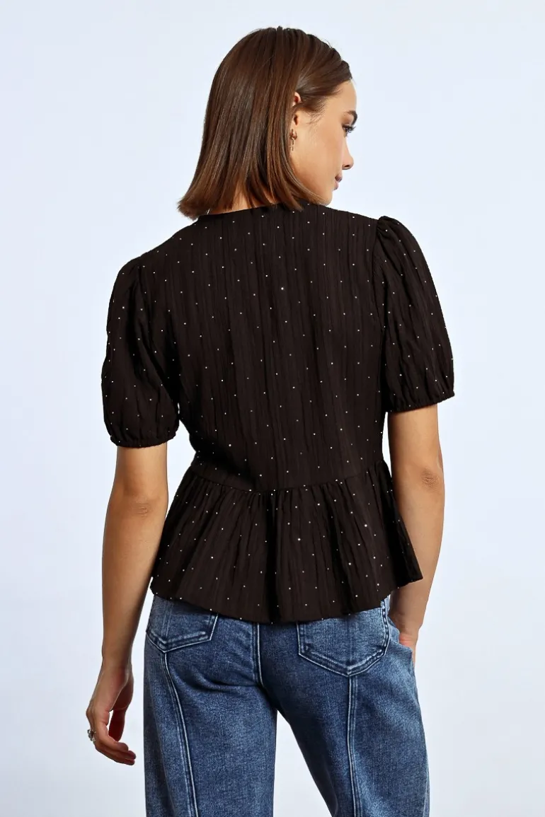 Blouse parsemée de strass à nouer