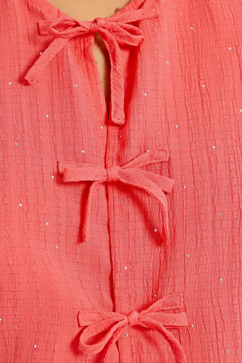 Blouse parsemée de strass à nouer