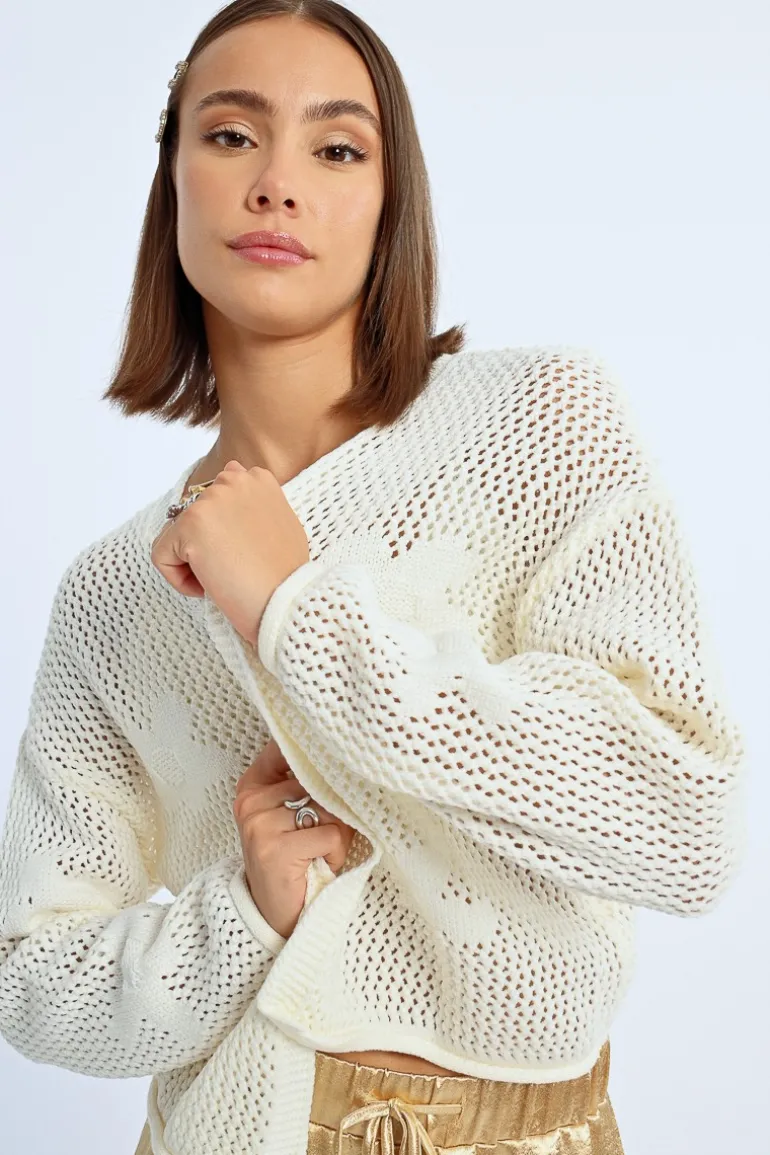 Cardigan en crochet fleurs
