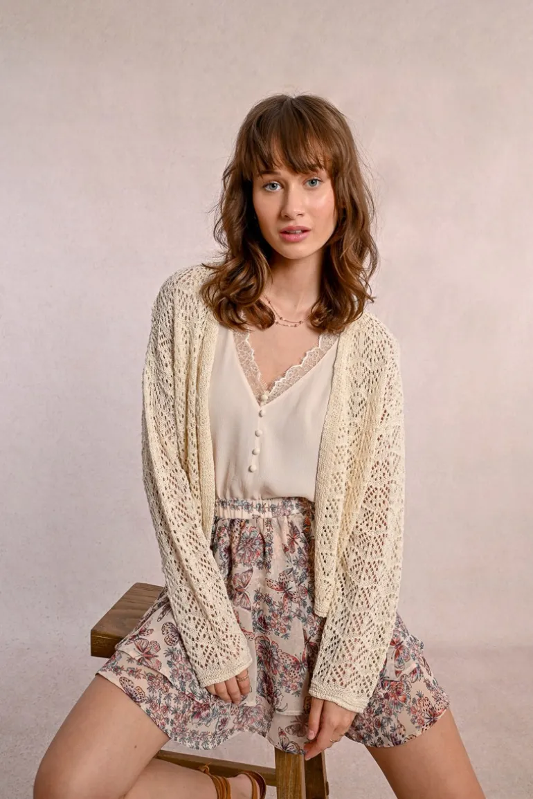 Cardigan en maille ajourée