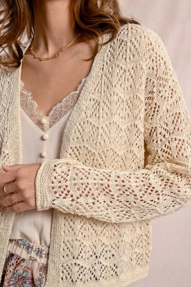 Cardigan en maille ajourée