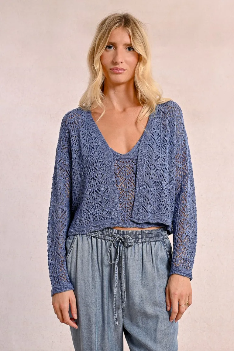 Cardigan en maille ajourée
