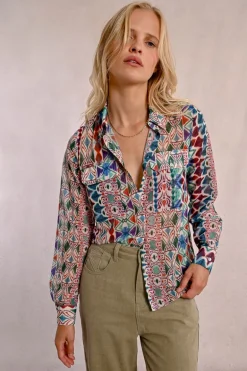 Chemise imprimée, poches à rabats