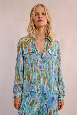 Chemise imprimée, poches à rabats