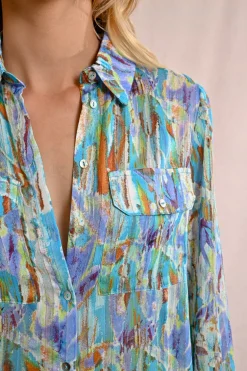 Chemise imprimée, poches à rabats