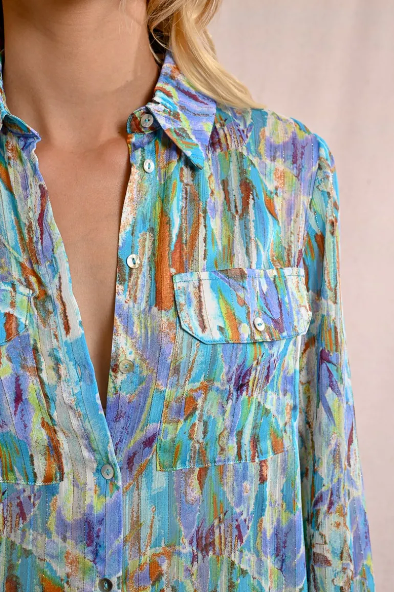 Chemise imprimée, poches à rabats