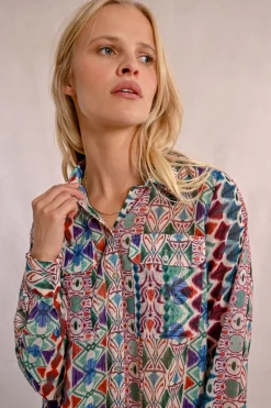 Chemise imprimée, poches à rabats