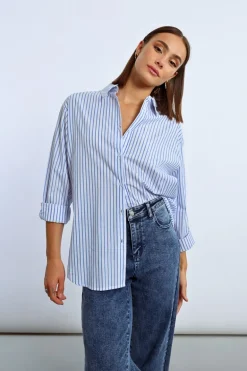 Chemise irisée oversize à rayures