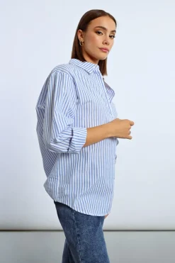 Chemise irisée oversize à rayures