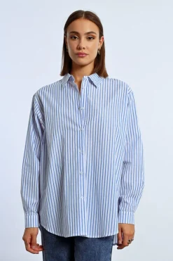 Chemise irisée oversize à rayures