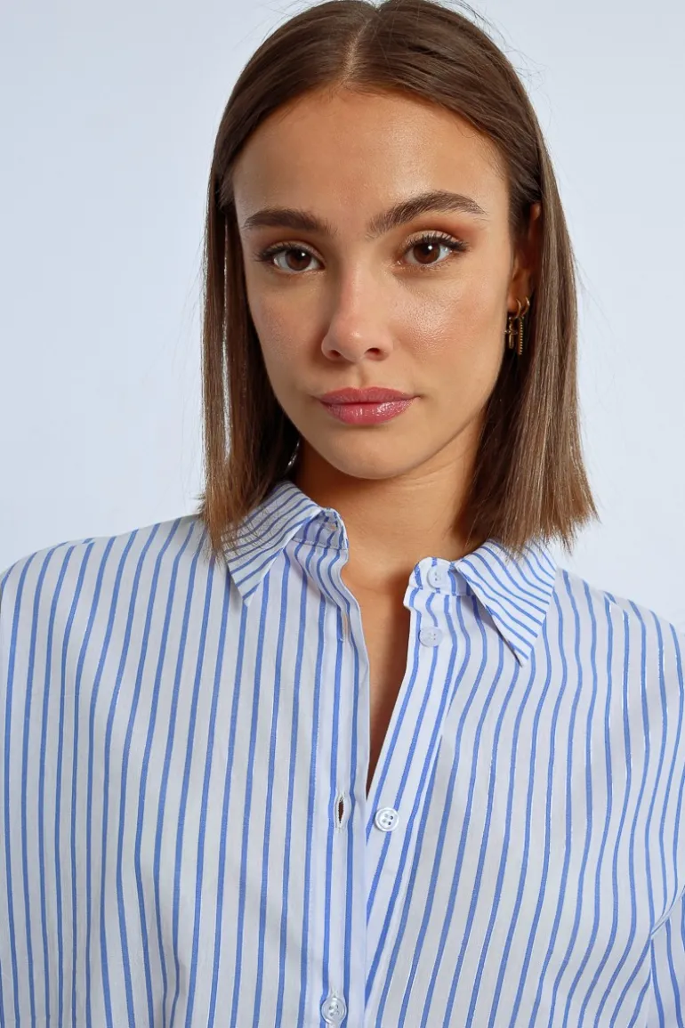 Chemise irisée oversize à rayures