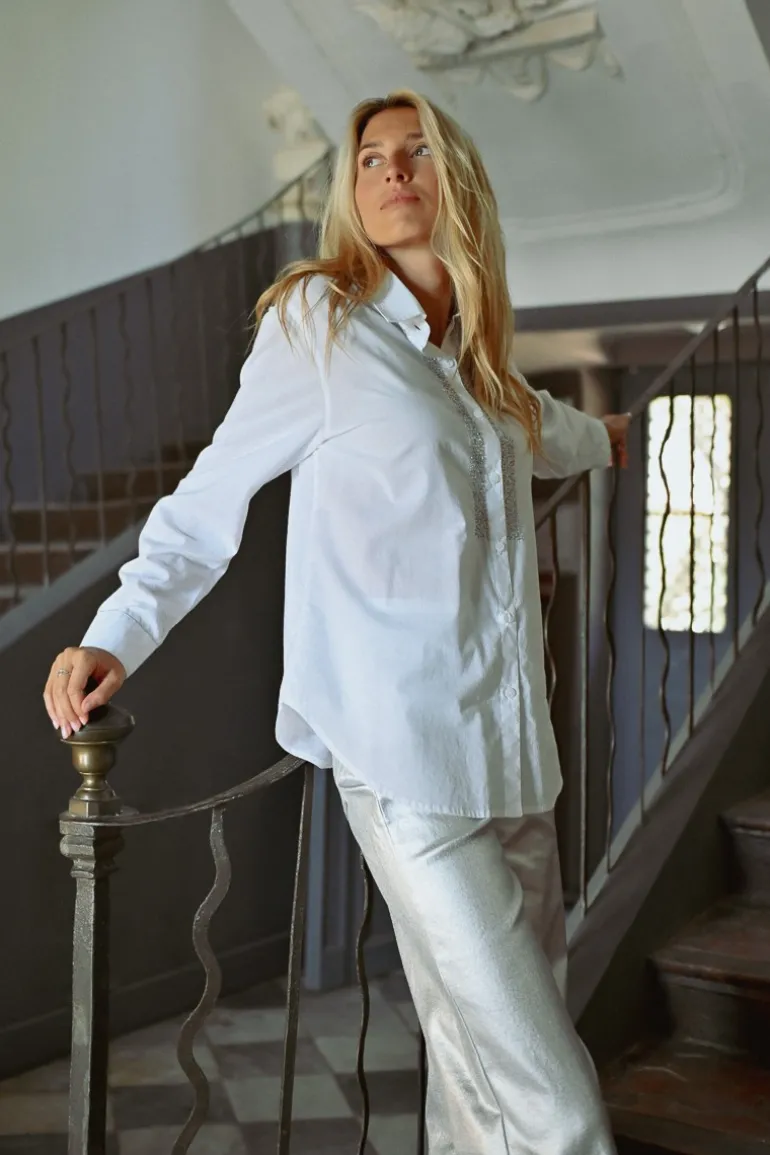 Chemise longue détails strass