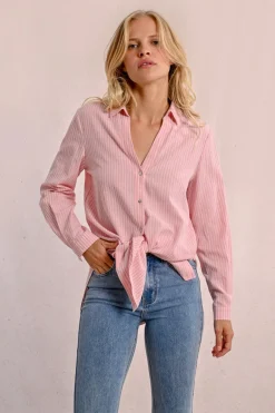 Chemise longue, rayée