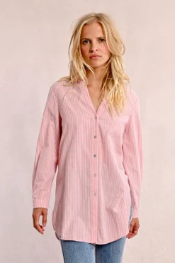 Chemise longue, rayée