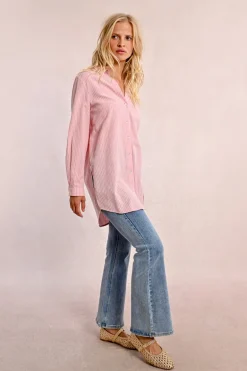 Chemise longue, rayée