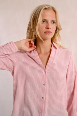 Chemise longue, rayée