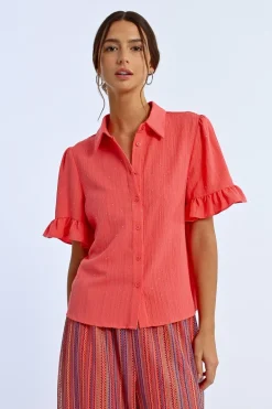 Chemise plissée à strass