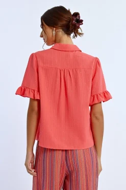 Chemise plissée à strass