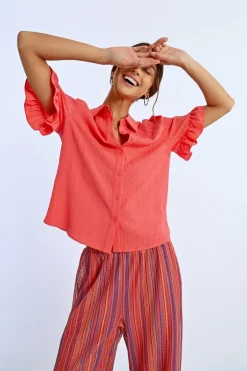 Chemise plissée à strass