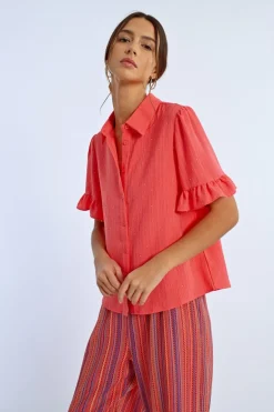 Chemise plissée à strass