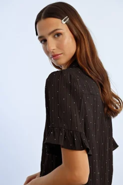 Chemise plissée à strass