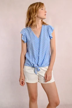 Chemisier à pois nouable à la taille