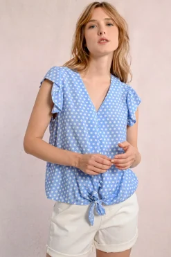 Chemisier à pois nouable à la taille