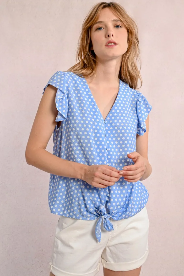 Chemisier à pois nouable à la taille