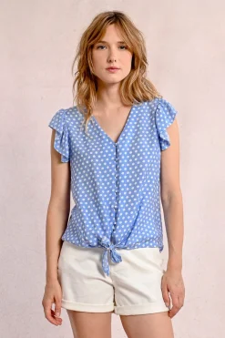 Chemisier à pois nouable à la taille