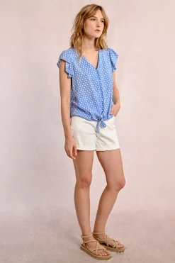 Chemisier à pois nouable à la taille
