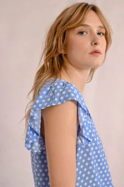 Chemisier à pois nouable à la taille