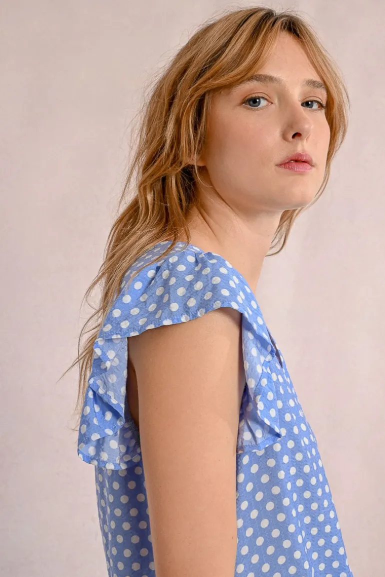 Chemisier à pois nouable à la taille