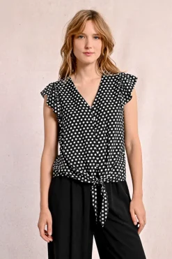 Chemisier à pois nouable à la taille