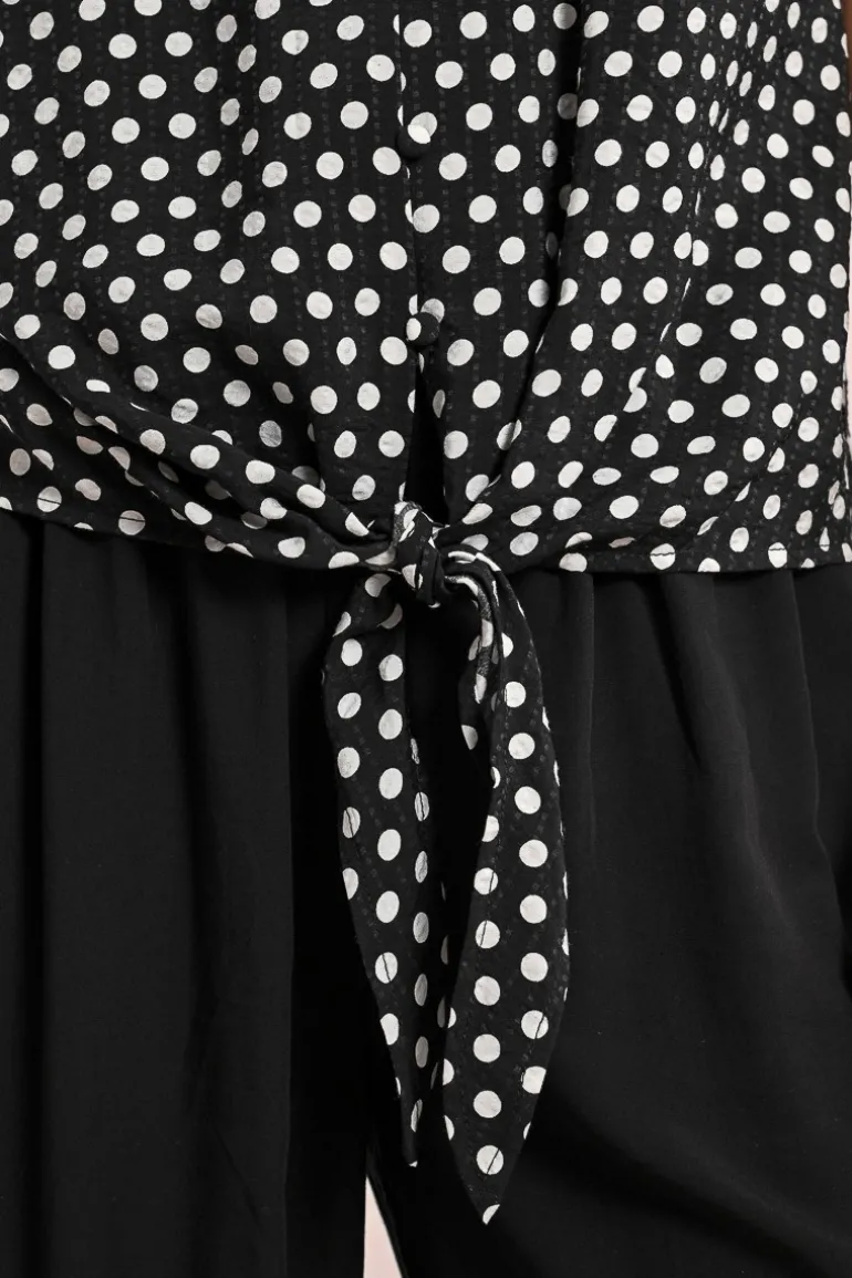 Chemisier à pois nouable à la taille