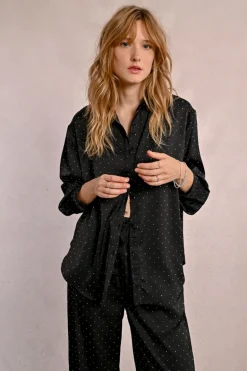 Chemisier satiné à strass