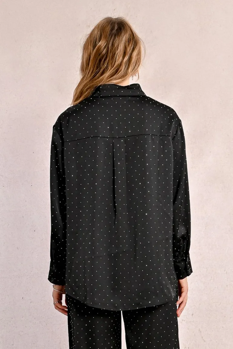 Chemisier satiné à strass